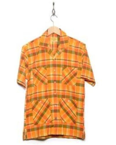 Original Madras Trading Co. Cuban Short Sleeve Check L - Orange