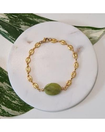 Golden Ivy Pulsera acero gia oro acero ver olivina - Gris
