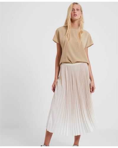 French Connection Shifting Sand White Ombre Sunburst Pleated Midi Skirt - Natural
