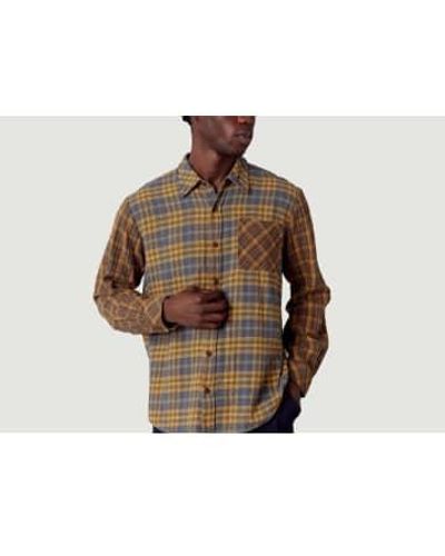 Komodo Axel Organic Cotton Patchwork Check Shirt : M - Brown