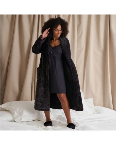 Pretty You London Quilted Velour Robe - Multicolour