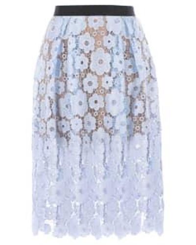 Self-Portrait Floral Lace Skirt - Blu