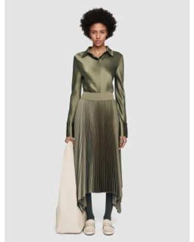 JOSEPH Ade Skirt Knit Weave Plisse 36 / Dark Olive - Green