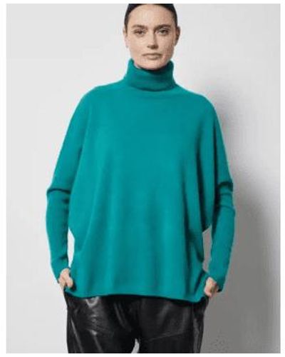 Not Shy Margareth Emerald Cashmere Polo Sweater X Small/ Small - Blue