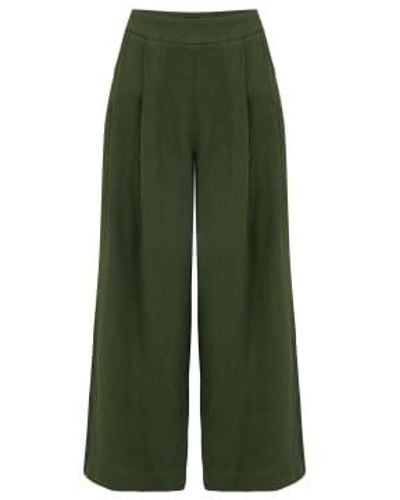 120% Lino Trouser In Army 16 - Green