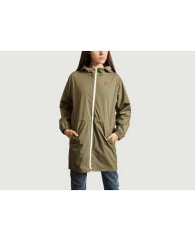 Flotte Amelot Recycled Canvas Long Raincoat - Green