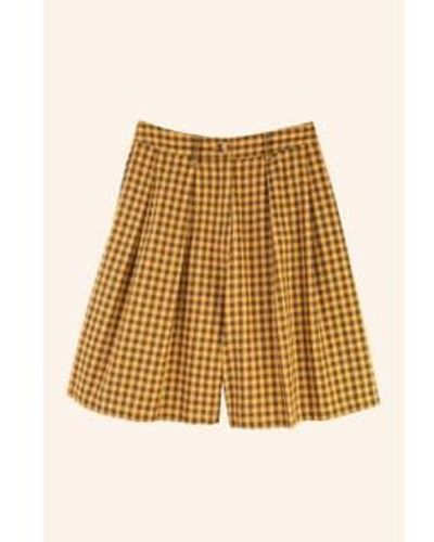 Meadows Sanne Shorts Toffee Gingham - Natural