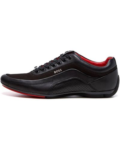 BOSS by HUGO BOSS Lace-up Trainers With Knitted Uppers And Suede Trims in  Black for Men | Lyst