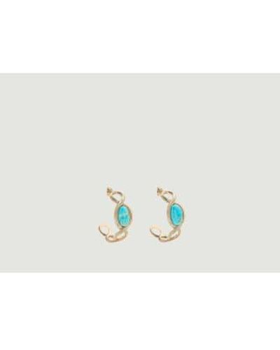 Aurelie Bidermann Creole Earrings With Turquoise Aldabra U - White