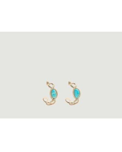 Aurelie Bidermann Creole Earrings With Turquoise Aldabra - White