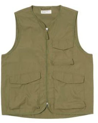 Universal Works Parachute Liner Gilet In Recycled Poly Tech - Verde