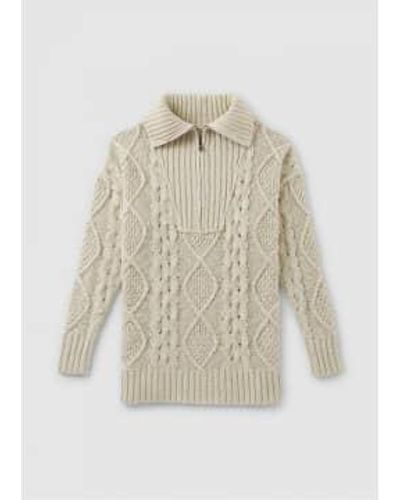 Free People Womens Driftwood Cable Knit Jumper In Ivory 1 - Bianco