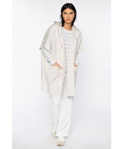 Kinross Cashmere Double Knit Hooded Cardi In Birch - Bianco