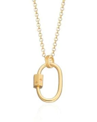 Scream Pretty Plated Oval Carabiner Charm Collector Necklace - Metallic