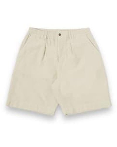 Universal Works Pleated Track Short Slub Sateen 30266 Driftwood - Natural