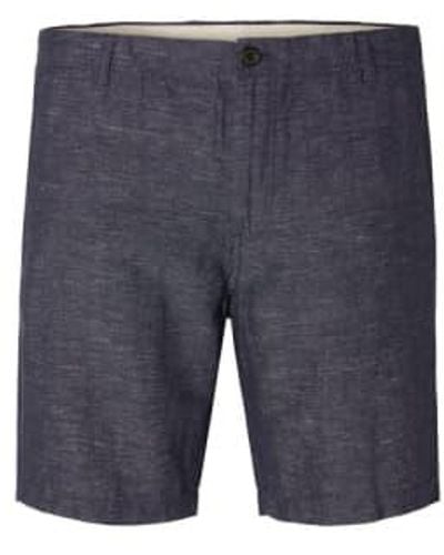 SELECTED Slhregular Owen Navy Blazer Linen Shorts S - Blue