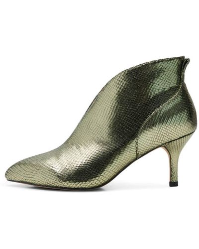 Anorak Shoe The Bear Low Cut Shoe Boots Booties Metallic Olive Green Snakeskin - Verde