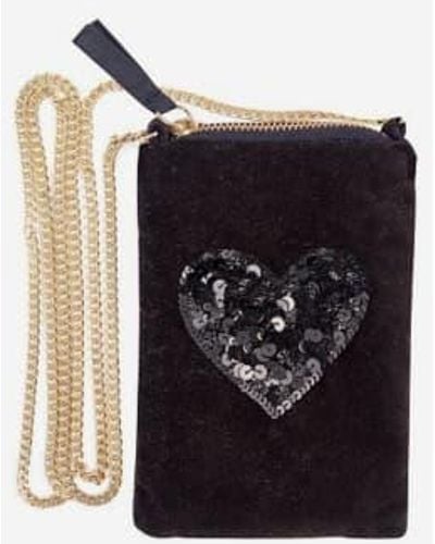 Artebene Crossover Celly Bag Sequins Heart - Nero
