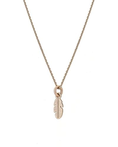Renné Jewellery 9 Carat Trace Chain & Honor Feather 18" - Metallic