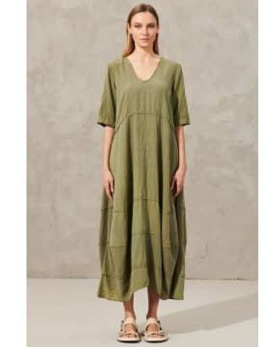 Transit Long V-neck Short Sleeve Dress - Green