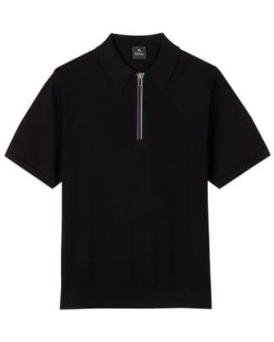 PS by Paul Smith Ps S/s Zip Polo M - Black