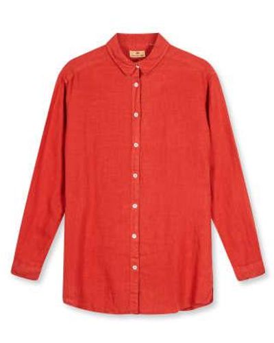Burrows and Hare Rust Linen Shirt L - Red