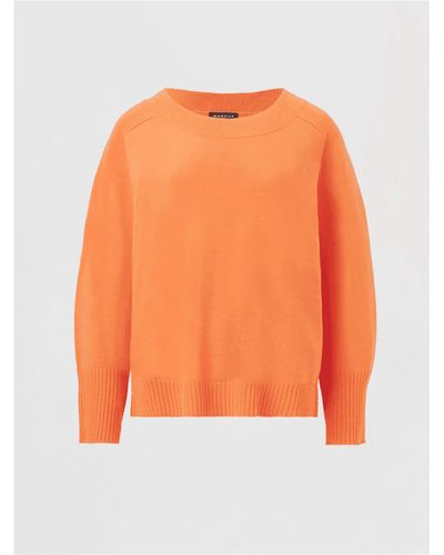 Repeat Cashmere Pink Rose Crew Neck Boxy Cotton Sweater - Orange