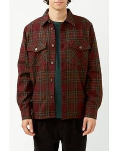 Portuguese Flannel Burgundy Check Overshirt / S - Brown