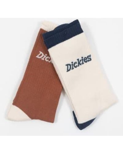 Dickies Pack 2 calcetines en color crema y naranja ness city - Azul