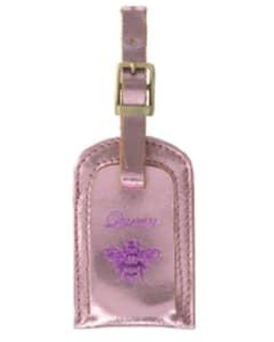 VIDA VIDA Étiquette bagage queen bee en cuir rose métallisé - Violet