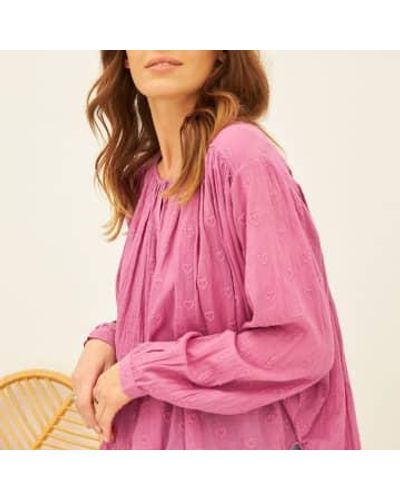 Chico Soleil Heart Embroidery Blouse - Pink