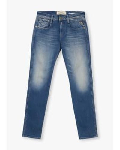 Replay Herren anbass original slim jeans in medium blau