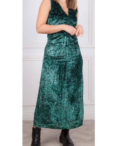 MASSCOB Velvet Ruched Maxi Dress - Green
