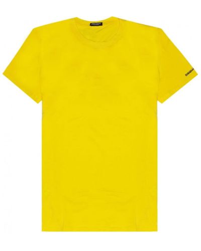 DSquared² Camiseta Hombre Logo Brazo Amarilla - Amarillo