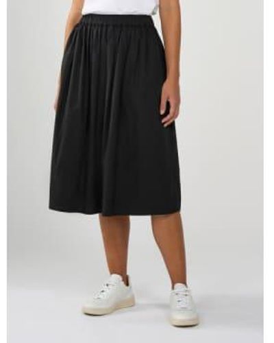 Knowledge Cotton Poplin Elastic Waist Skirt - Nero