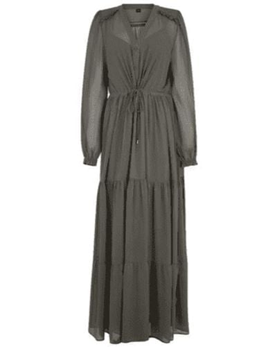 BOSS Dauta Tie Waist Maxi Dress Col: 070 Open , Size: 8 - Gray