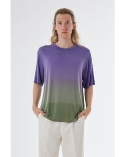 Daniele Fiesoli T-shirt sign fané en lin vert / violet