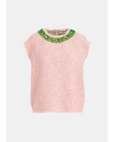 Essentiel Antwerp Light Cotton Field Sleeveless Tweed Top - Pink