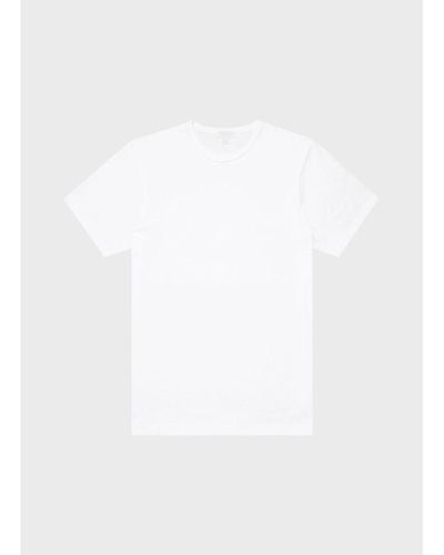 Sunspel Blue Stone Boyfriend Fit Organic Cotton Crew Neck T Shirt - White