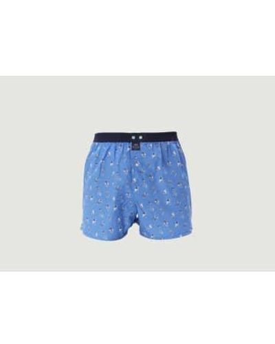 McAlson Coton Boxer Shorts avec motif fantaisie - Bleu