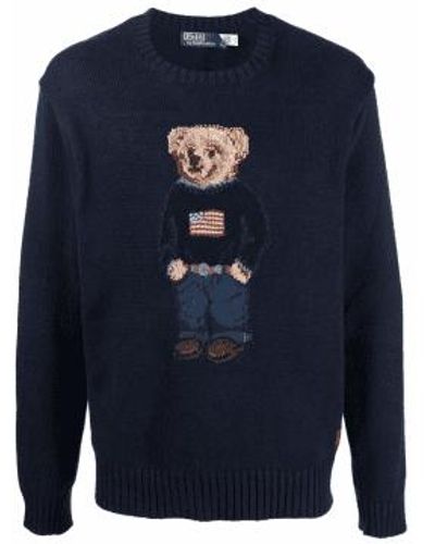 Polo Ralph Lauren Preppy Bear Crew Knit Navy - Blu