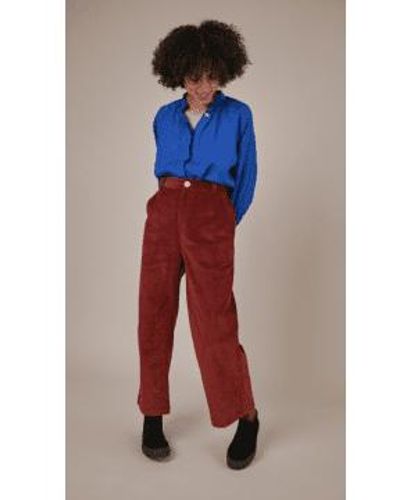SIDELINE Rust Cord Band Pants Small - Blue