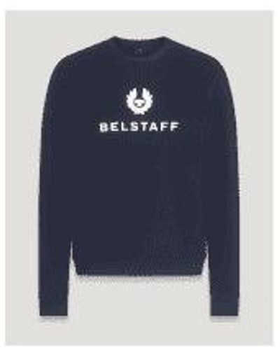 Belstaff Sweat-shirt signature à l'encre foncée - Bleu
