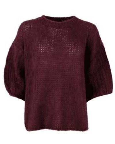 Black Colour Plum Casey Puff Sleeve Sweater S/m - Purple