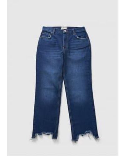 Free People Maggie Maggie Mid Rise Jeans rectos en Rolling River - Azul