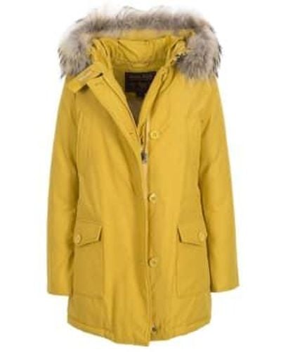 Woolrich Authentic Arctic Parka In Ramar With Detachable Fur Trim - Giallo