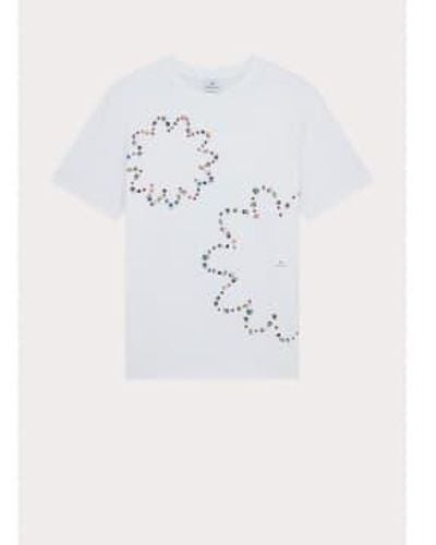 Paul Smith Outlined Floral Ink Stain T-shirt Col: 01 , Size: L - White