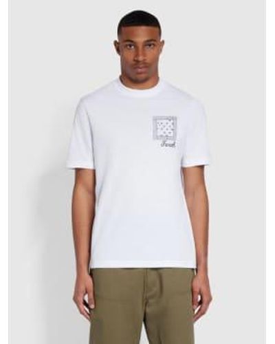 Farah Vinnie Regular Fit Printed T Shirt In - Bianco