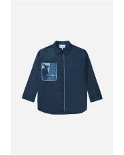 Munthe Mint Donkey Pocket Detail Shirt Size: 6, Col: Navy 6 - Blue