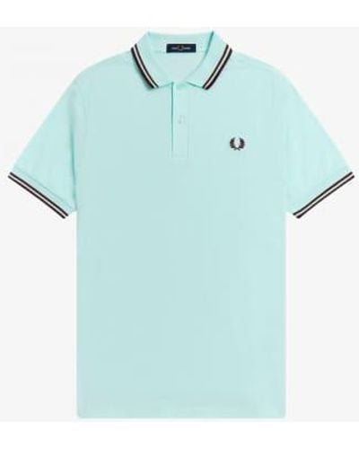 Fred Perry Slim Fit Twin Tipped Polo Brighton Aubergine Mahogany L - Blue